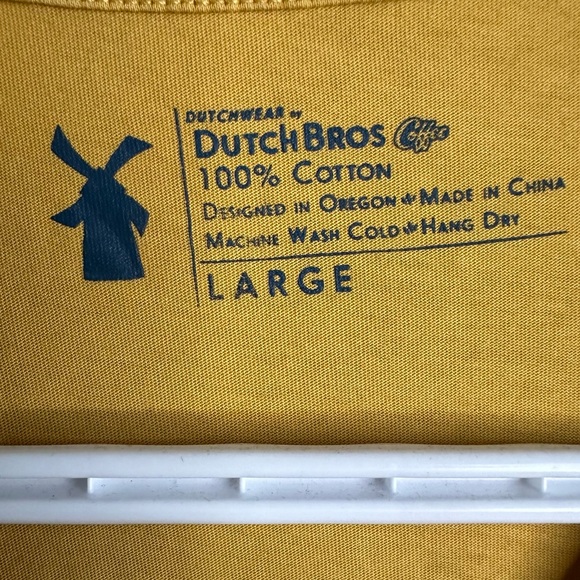 Dutch Bros Gold-Yellow T MEDIUM + LARGE Cold Brew Hand Peace DB 1992 - Picture 6 of 6